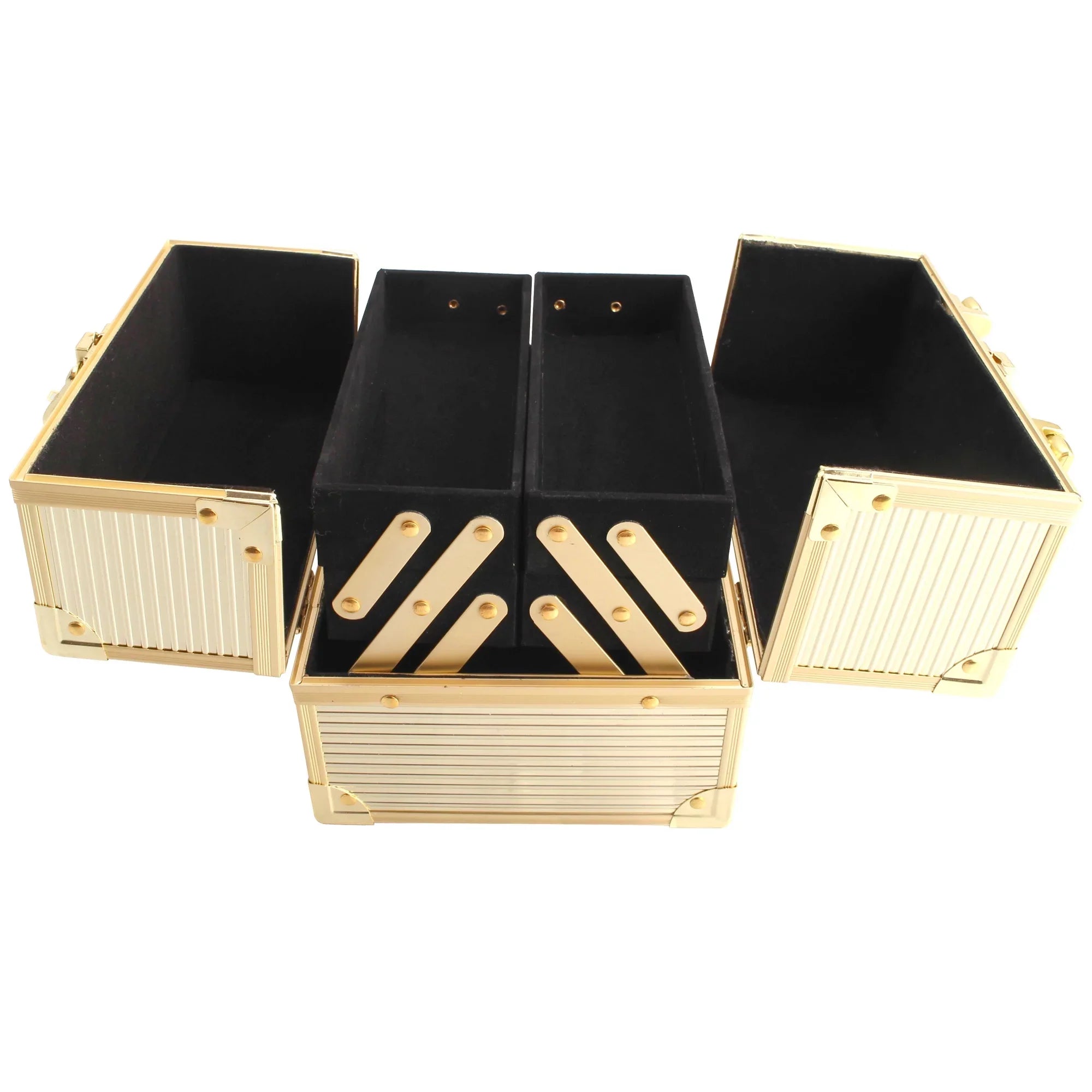 BOLLA Portable Makeup Train Case, Gold Panel