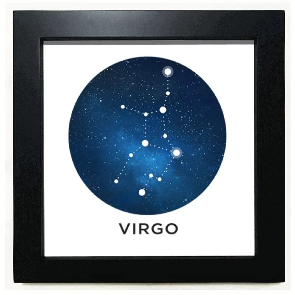 Virgo ConstelLatitudeion Zodiac Sign Black Square Frame Picture Wall Tabletop
