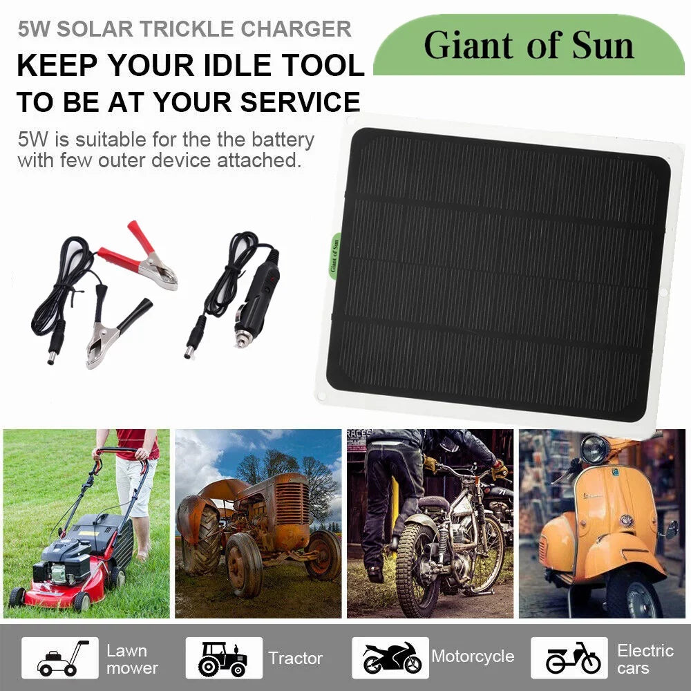DFITO 22W Solar Panel,12V/5V Trickle Charger Battery Charger Kit W/ 2x Alligator clip,1x Cigarette lighter,2 Carabiners,1 mountaineering bag,1 Fast Charger,Maintainer Boat RV Car