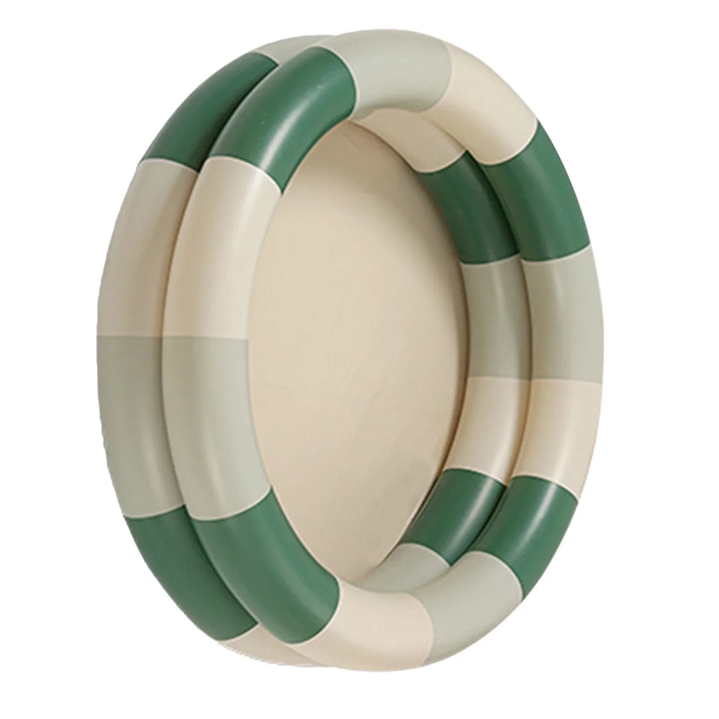 Buumin InfLatitudeable Pool Baby Retro Blow Up Swimming Pool Family Cute Style Thickened Water Pool Green Stripe