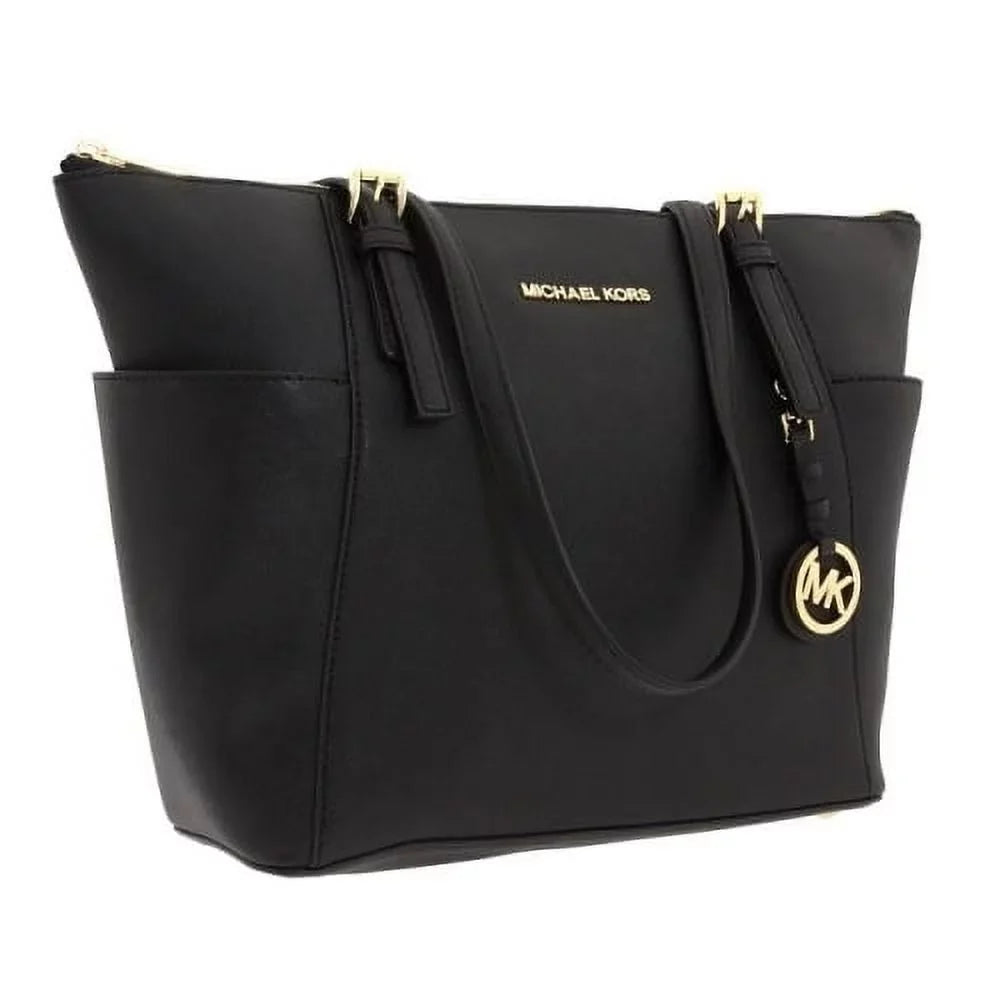 MICHAEL Michael Kors Jet Set Travel Med. Top Zip Saffiano Tote - Black - 30F2GTTT8L-001