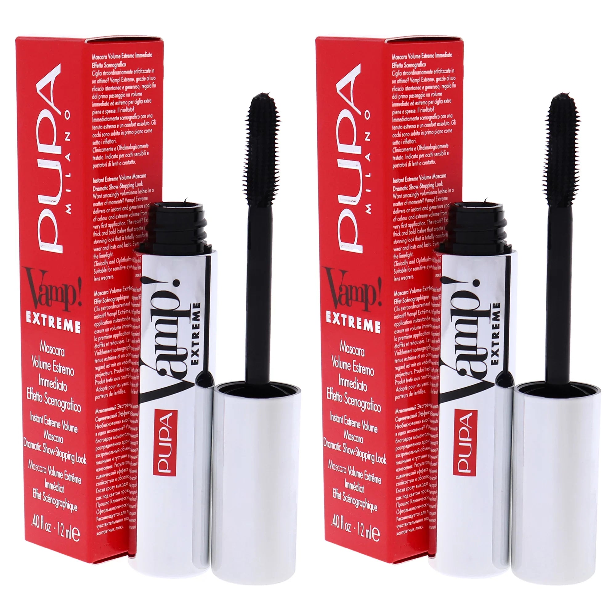 Pupa Milano Vamp! Extreme Mascara - 010 Extra Black - Pack of 2 - 0.4 oz Mascara