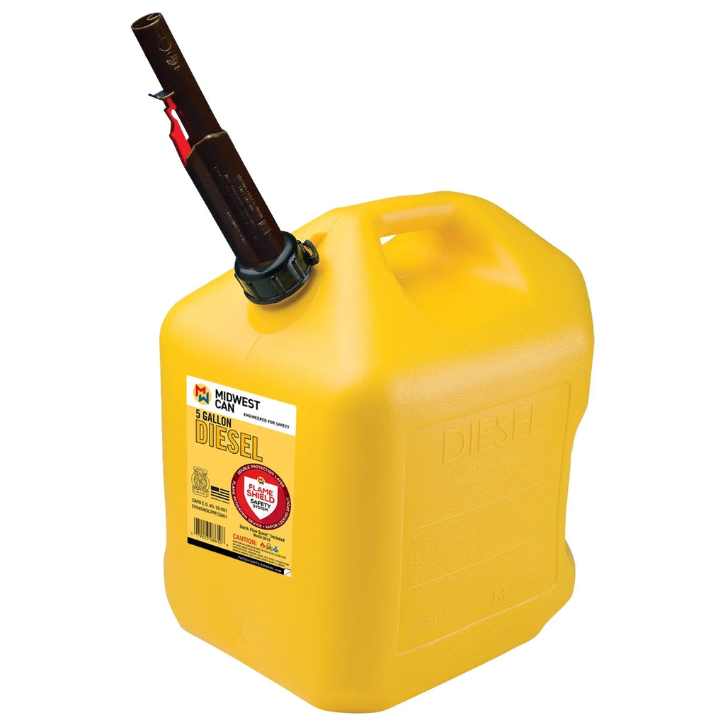 Midwest Can Company 5 Gallon Diesel Can Fuel Container w/ Auto Shut Off (4 Pack)