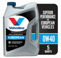 Valvoline European Vehicle Full Synthetic 0W-40 Motor Oil 5 QT