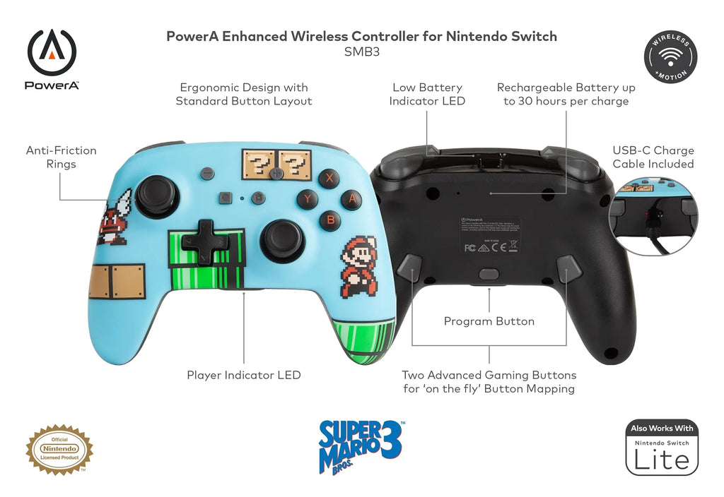 PowerA Enhanced Wireless Controller for Nintendo Switch - SMB3