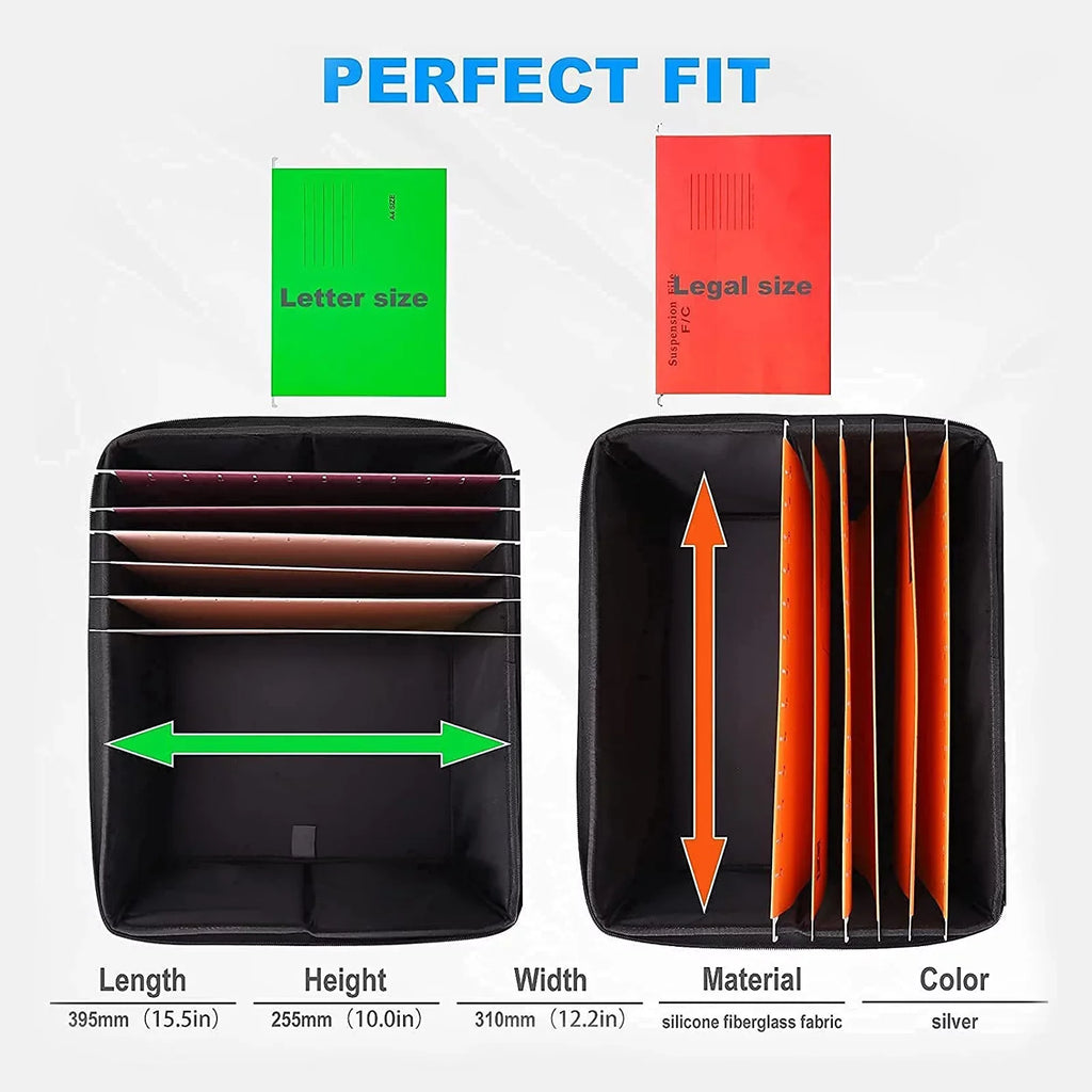 Andoer Fireproof Document Bag Fireproof Waterproof Storage Box Suitable for Hanging LetterLegal Folder Magazine Files Book Portable Home Office Car Box with Lid