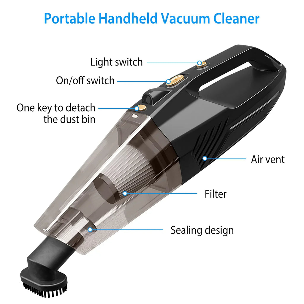 Handheld Vacuum Cleaner, iMountek  Car Vacuum Cleaner 120W 8000PA DC 12V Home Duster Powerful Suction with Accessory Kit