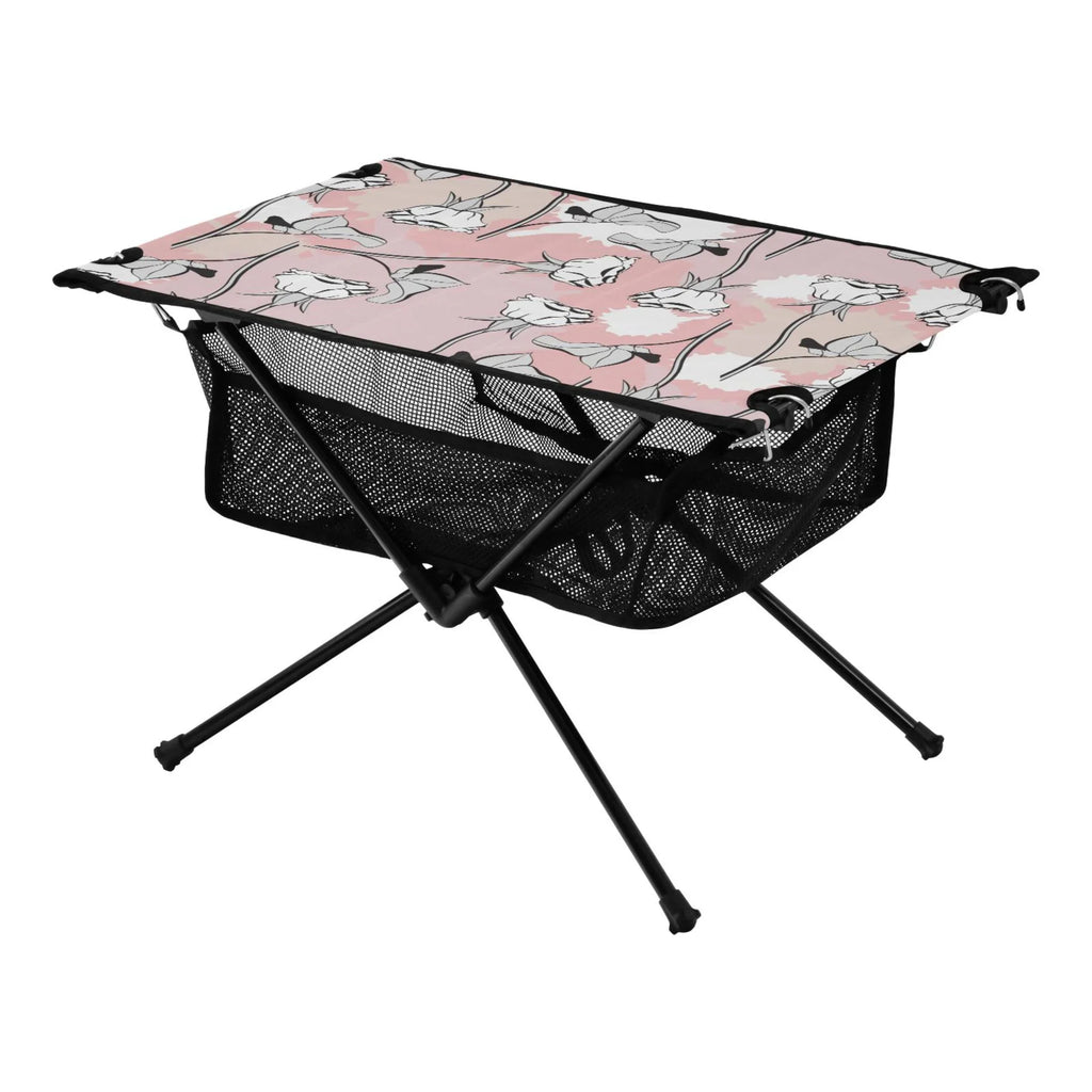 Abstract Roses Flowers Camping Folding Table Portable Beach Table with Storage Bag Compact Picnic Table for Outdoor Travel Fishing BBQ
