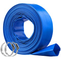 BENTISM Swimming Pool Filter Backwash Hose with Clamps 2'' x 50' Premium PVC Lay FLatitude Discharge Hose Blue Weather and Chemical Resistant