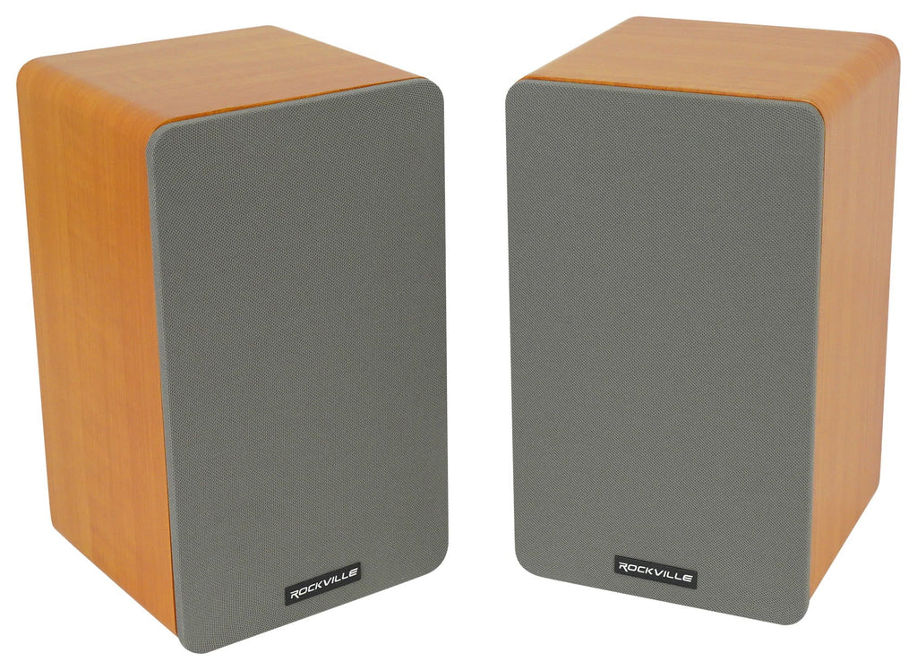 Pair Rockville RockShelf 58C Classic 5.25" Home Bookshelf Speakers w/37" Stands