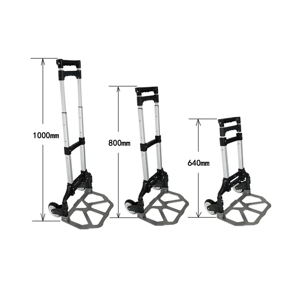 SEGAWE Compact Folding Aluminium Hand Trolley Dolly Push, Black, Luggage Carts.