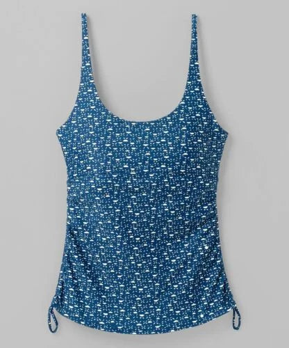 prAna Melody Size Small (S) Scoop Neck Shirred Tankini Top Deep Indigo Cha Cha