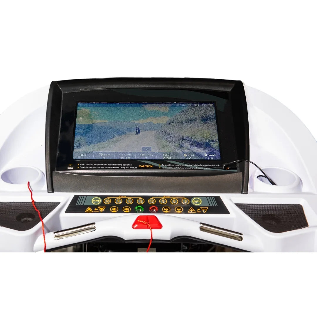 World Best Folding Treadmill by FULLAFITT, 4.5, Massage Belt, Wide LED Monitor, Bluetooth, Speakers, Preset Programs, Pulse Grip, Pressure Free Running Board
