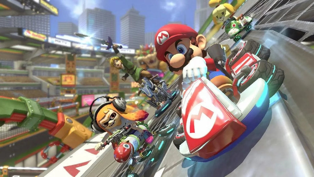 Nintendo Switch Super Mario Kart 8 Deluxe Bundle: Red and Blue Joy-Con Improved Battery Life 32GB Console,Super Mario Kart 8 Deluxe and Travel Case