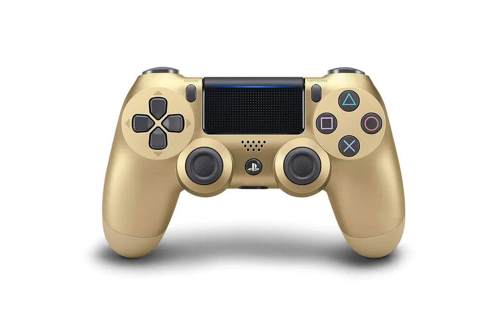 Dual Shock Gold Gaming Controller For PS4 Console + Wired Earbuds BOLT AXTION Bundle Like New
