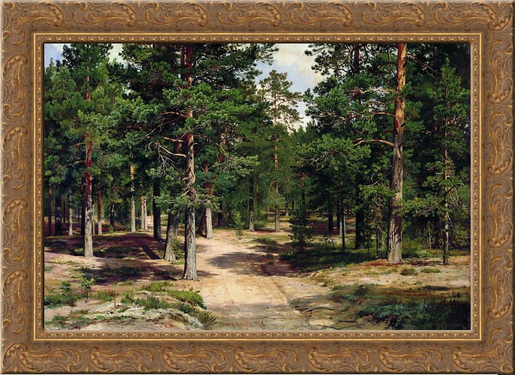 The Sestroretsk Bor 24x18 Gold Ornate Wood Framed Canvas Art by Ivan Shishkin