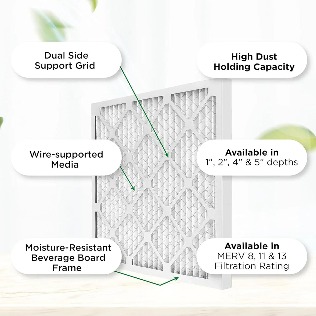 20X24x4 MERV 8 Pleated HV Furne Air Filters. Case Of 6. Ext Size: 19-3/8 X 23-3/8 X 3-3/4