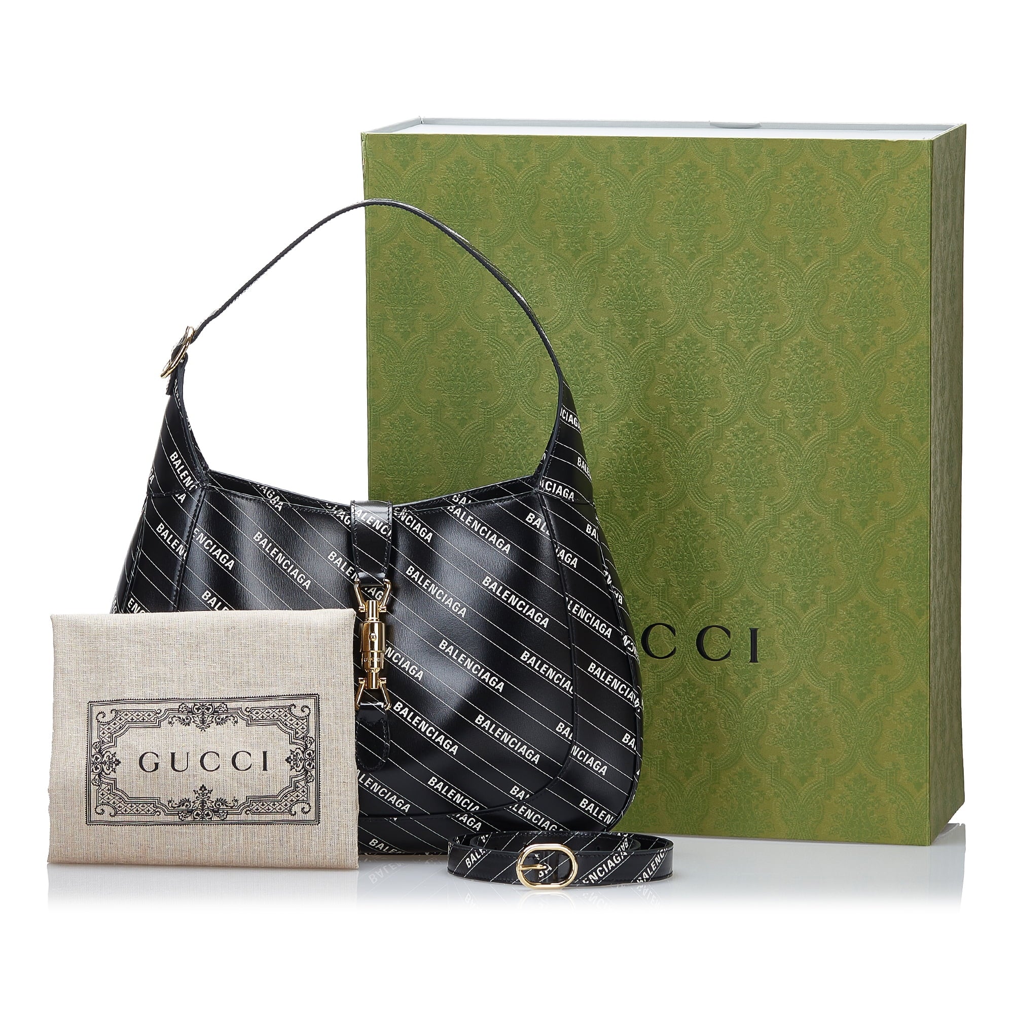 Pre-Owned Authenticated Gucci Hacker Project Jackie 1961 Calf Leather Black Satchel Unisex (Good)