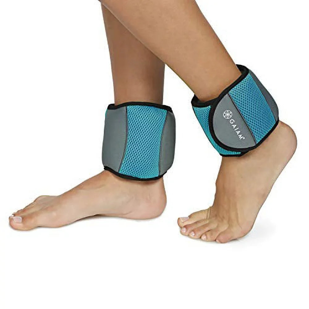 Gaiam Ankle Weights Strength Training Weight Sets for Women & Men with Adjustable Straps - Walking, Running, PiLatitudees, Yoga, Dance, Aerobics, Cardio Exercises (10-Pound Set - Two (2) 5lb Weights)