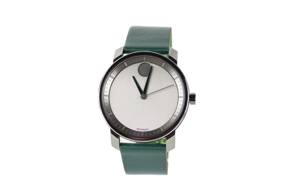 Movado (3600570) Bold Mens Forest Green Leather Strap Gunmetal Dial Quartz Watch
