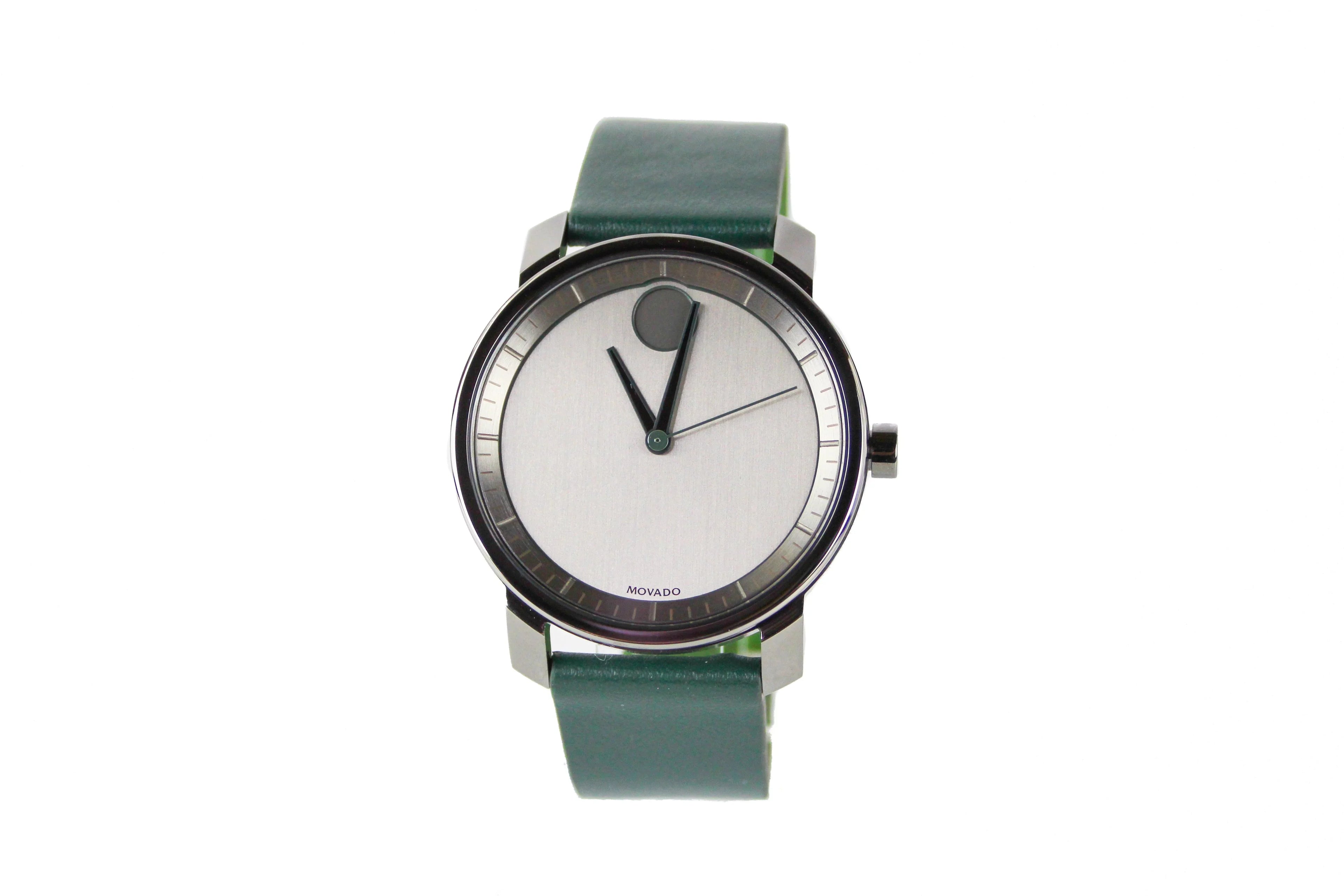 Movado (3600570) Bold Mens Forest Green Leather Strap Gunmetal Dial Quartz Watch