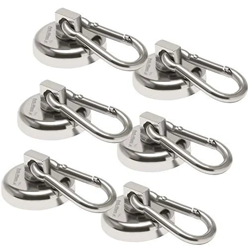 Ant Mag - Carabiner Magnetic Hooks 80LBS Heavy Duty Neodymium Magnet Carabiner with Swivel Carabiner Snap Hookfor Indoor/Outdoor Hanging bagnet Grill Kitchen Purse Factory Warehouse Office (6 Pac