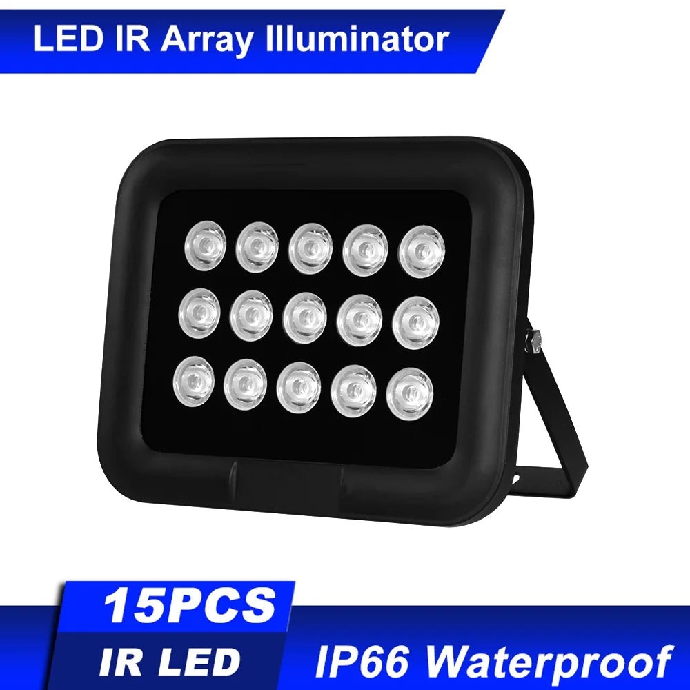 15pcs Array IR LEDS Infrared Illuminator, Wide Angle Long Range Night Vision, Outdoor Waterproof, Suitable for CCTV Cameras