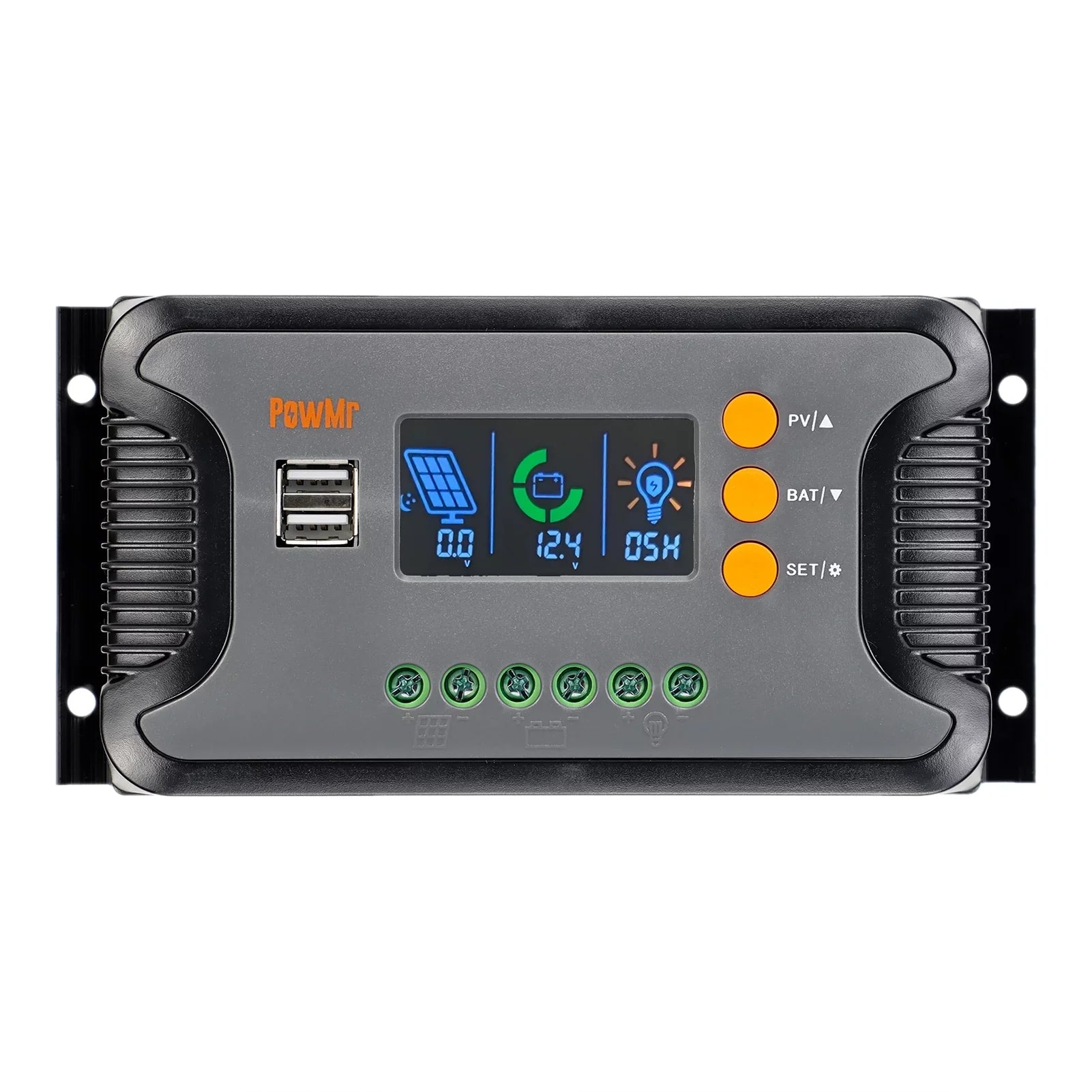 Vistreck 30A Solar Power Controller PWM Battery Charging Controller 12V-48V Battery Solar Charge Controller with Bulk/Boost/Float Charge LCD Display 12V/24V/36V/48V Auto Detection Dual 5V USB Output