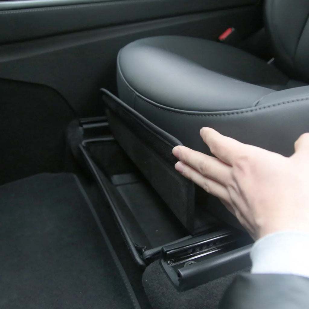 OWSOO Under Seats Storage Box Auto Modification Parts Vehicle Storage Box Folding Storage Box Car Modification Interior Accessories Compatible With Model Y