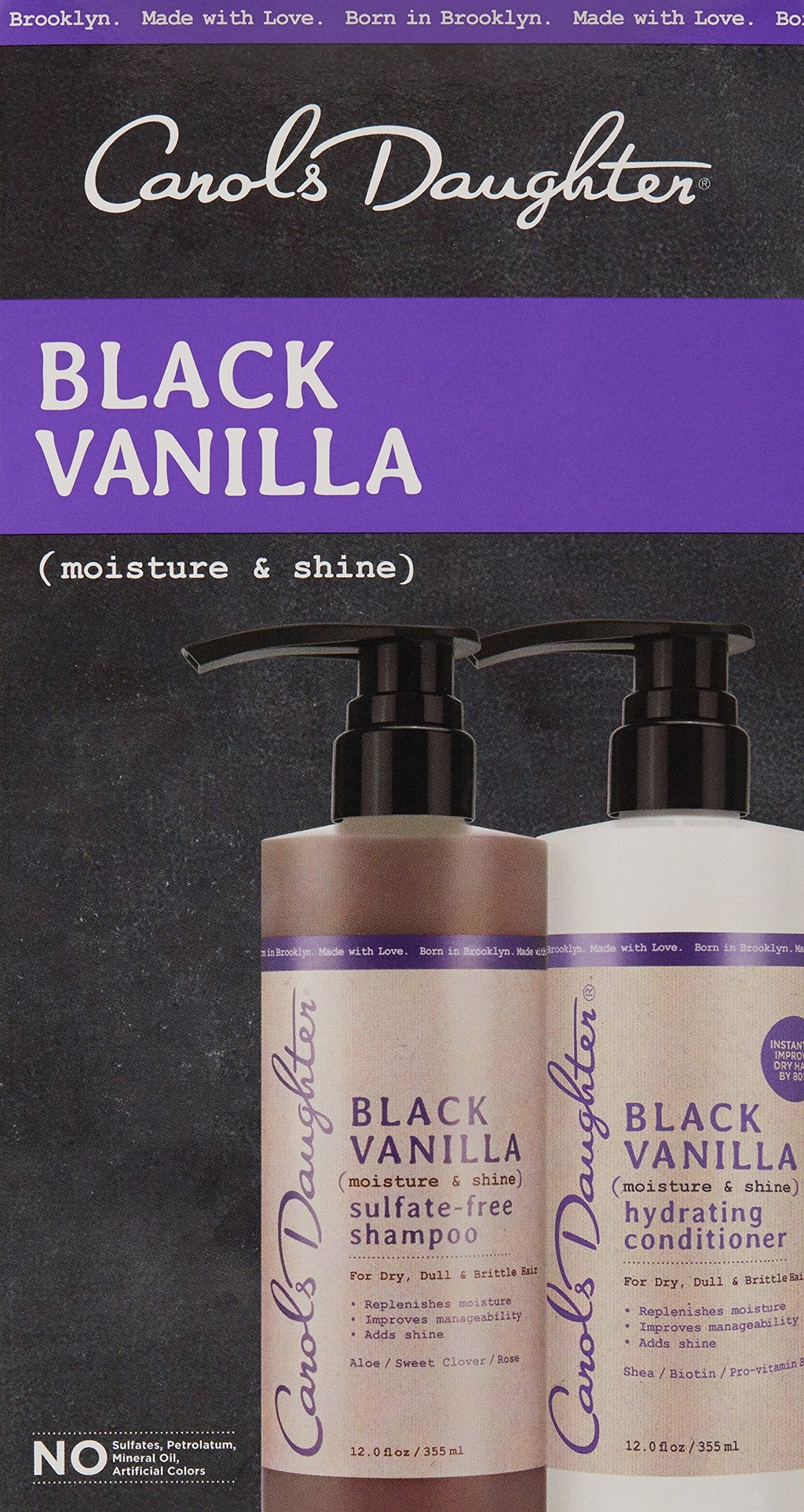Carol?s Daughter Black Vanilla Moisture & Shine Shampoo and Conditioner Set For Dry Hair and Dull Hair, Sulfate Free Shampoo and Hydrating Hair Conditioner (Packaging May Vary)