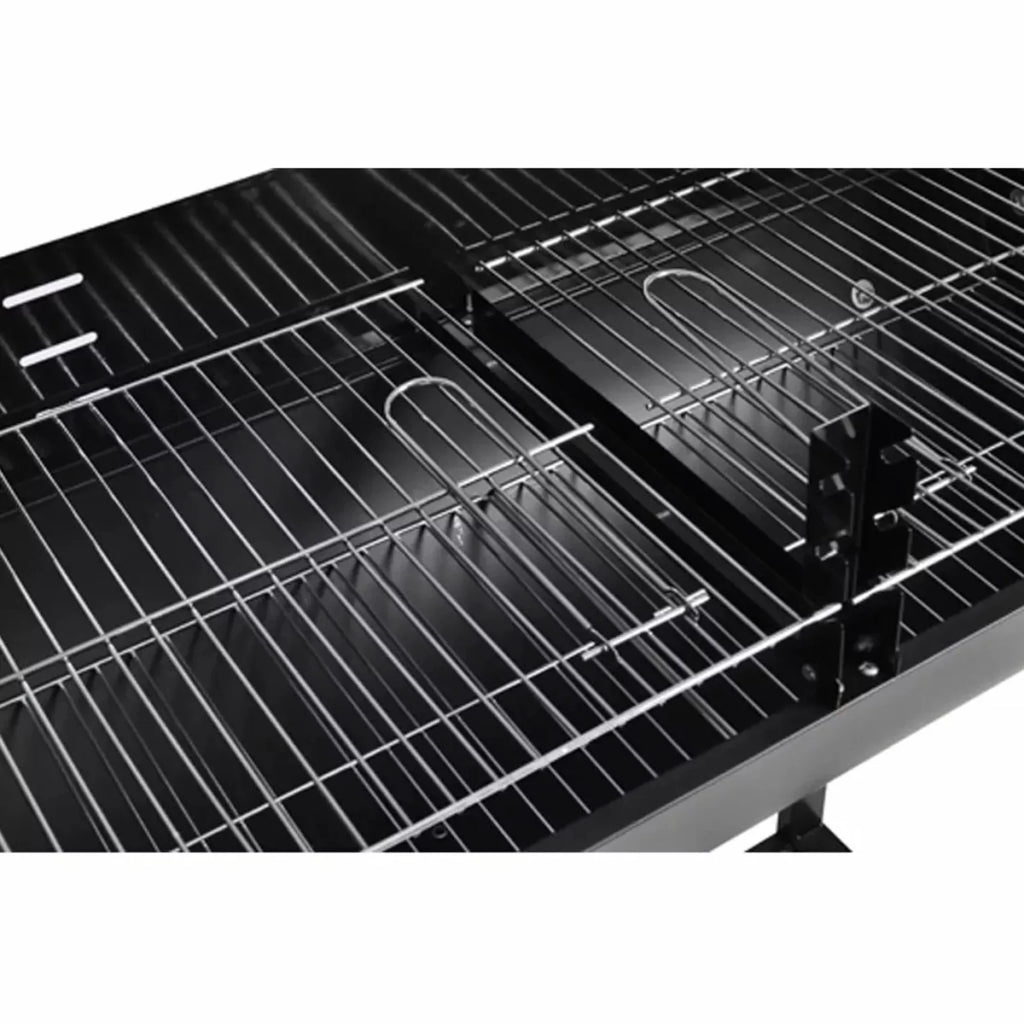 Anself Charcoal BBQ Stand with Lower Shelf and Wheels Steel Barbecue Grill Black for Camping Cooking, Grilling, Smoking, Picnic, Hiking, Party, Garden, Patio 39.4 Inch Length