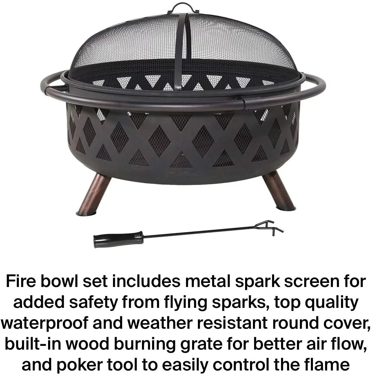 Ambrose Portable Outdoor Campfire Wood Burning Fire Pit And Grill Pit