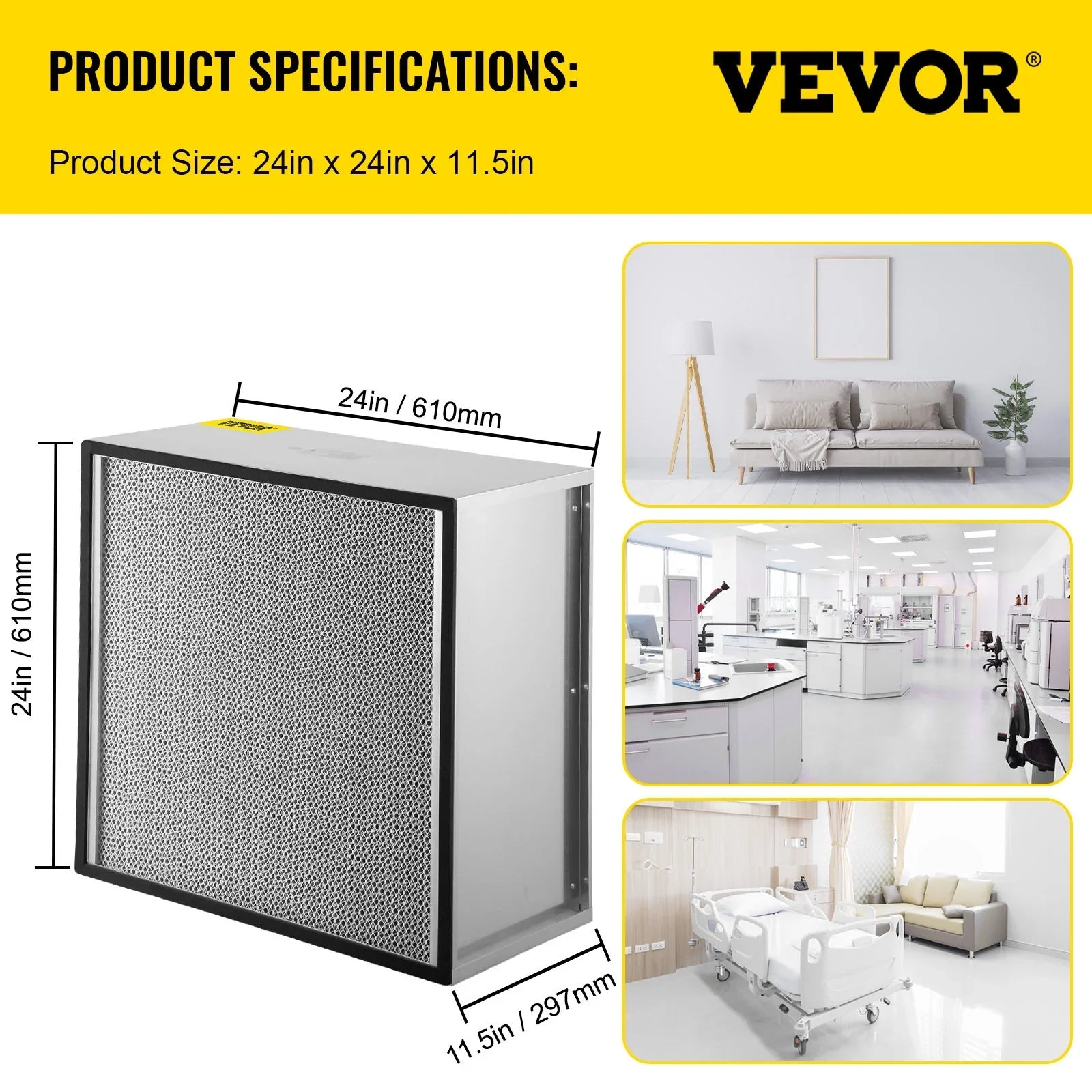 BENTISM 24''x24''x11.5'' HEPA Filter for Laminar Flow Hood 99.97% Efficient, 3 Microns