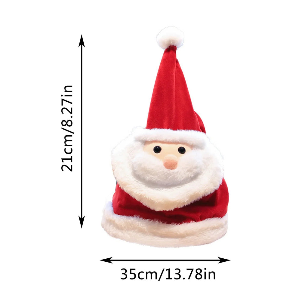 Winter Christmas Grandpa Hat Glow Singing Doll Plush Toy Will Move Christmas Eve Christmas Gifts Winter Hats for Men Large Head Men Hats for Winter Winter Hat Men Large Windproof Hat Men Mens Hat