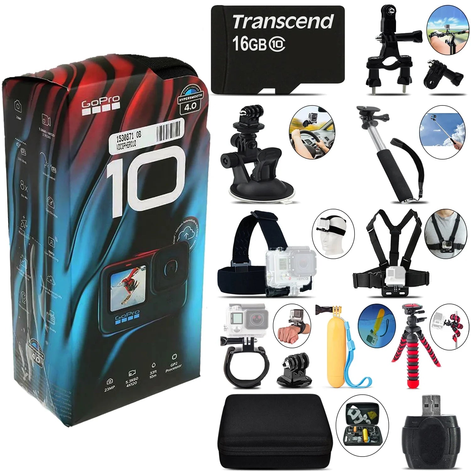 GoPro HERO10 Black 4K30 Ultra HD, 23MP, Wi-Fi Waterproof Action Camera -Mega Kit