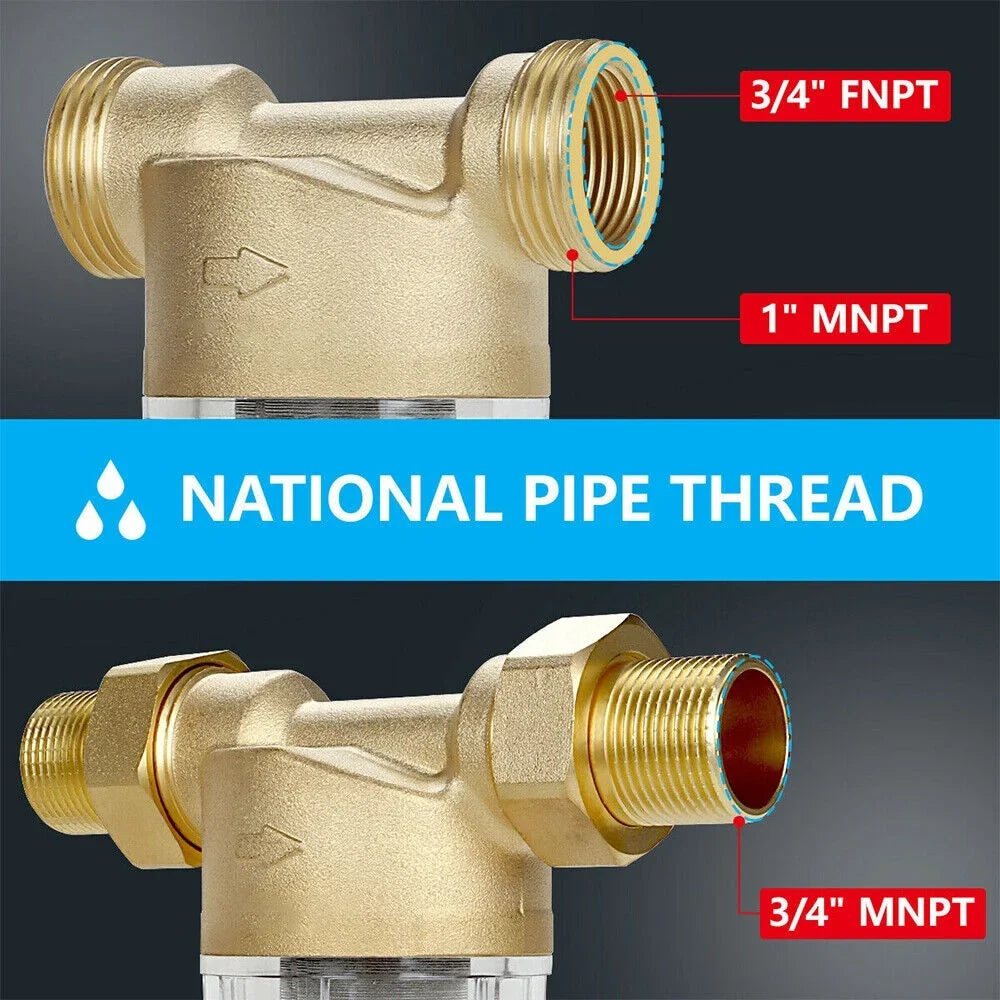 Jahy2Tech Primary Water Pre-Filter Rust Prevention Washable Fits All Pipes Easy Maintenance