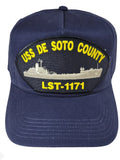 USS DE SOTO County LST-1171 Ship HAT - Navy Blue - Veteran Owned Business