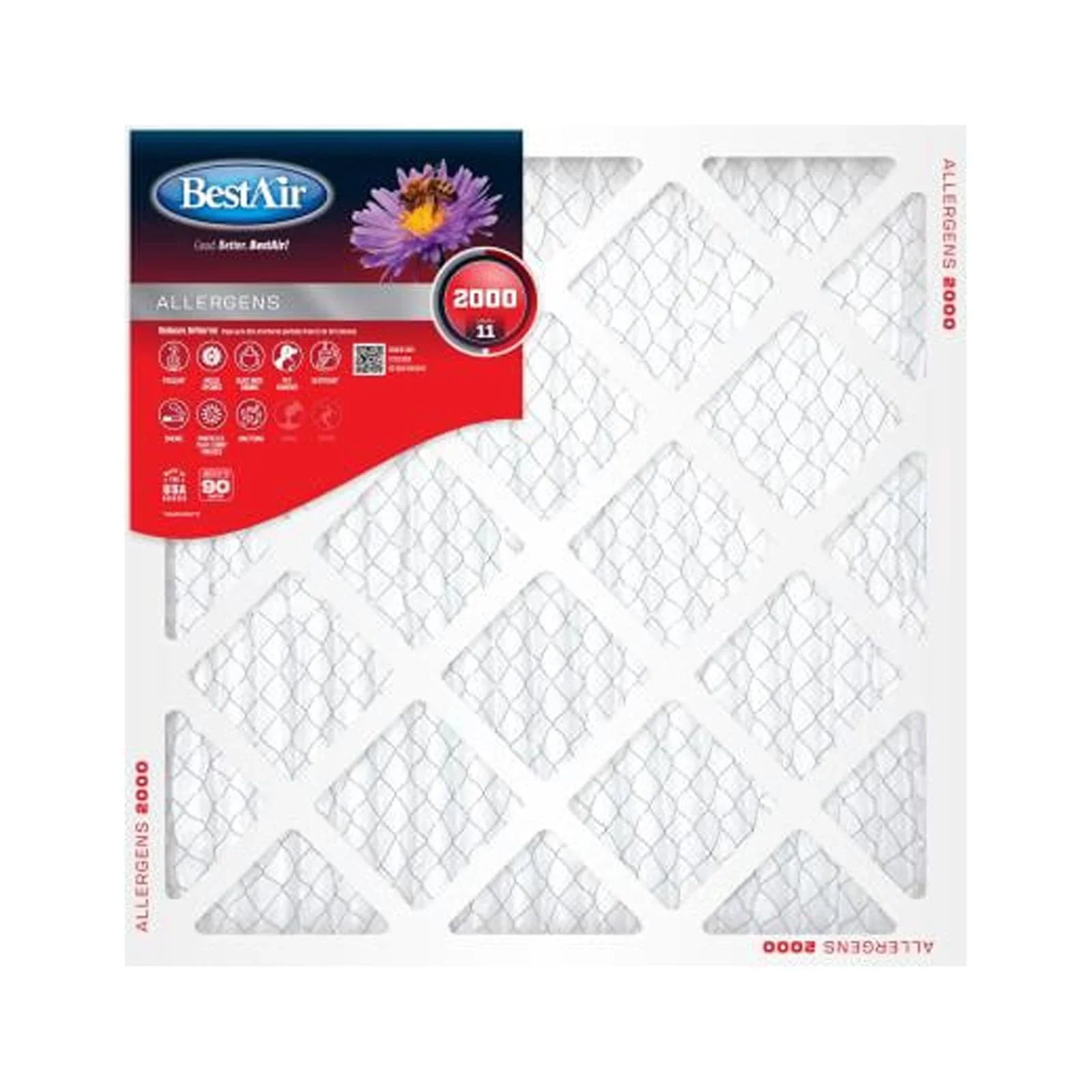 BestAir B1-1212-11-6 12x12 x 1 Pleated Furnace Filter, MERV 11, 90 Days - Quantity 6