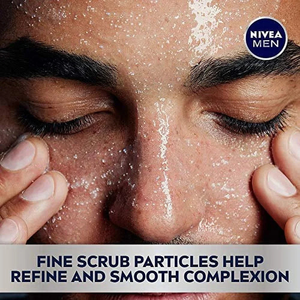 NIVEA MEN Maximum Hydration Deep Cleaning Face Scrub With Aloe Vera, 3 Pack of 4.4 Oz Tubes