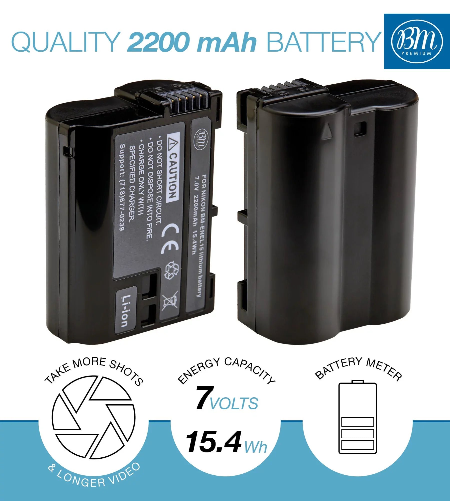 BM 2 EN-EL15B Batteries and Dual Bay Battery Charger for  Z6 Z7 D780 1 V1 D500 D600 D610 D750 D800 D810 D850 D7000 D7100 D7200 D7500 Cameras