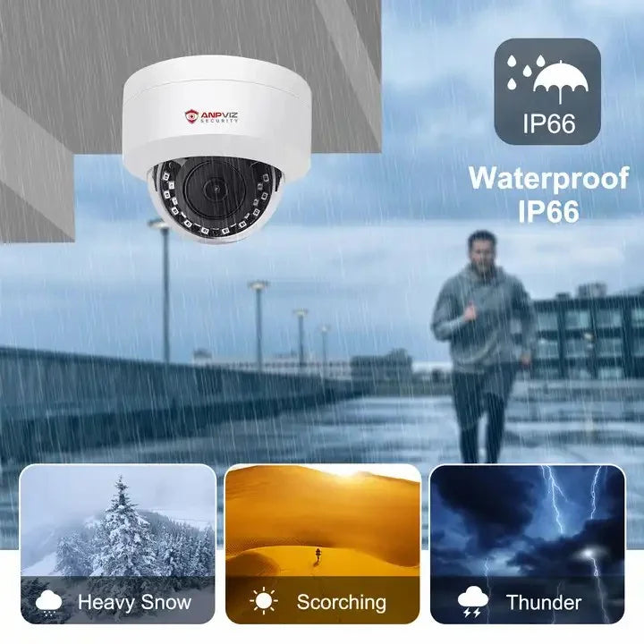 Anpviz 4MP IP Camera Outdoor Fixed 2.8mm lens Security camera Built-in Mic Waterproof IP66 H.265 P2P WDR IR Night vision Onvif