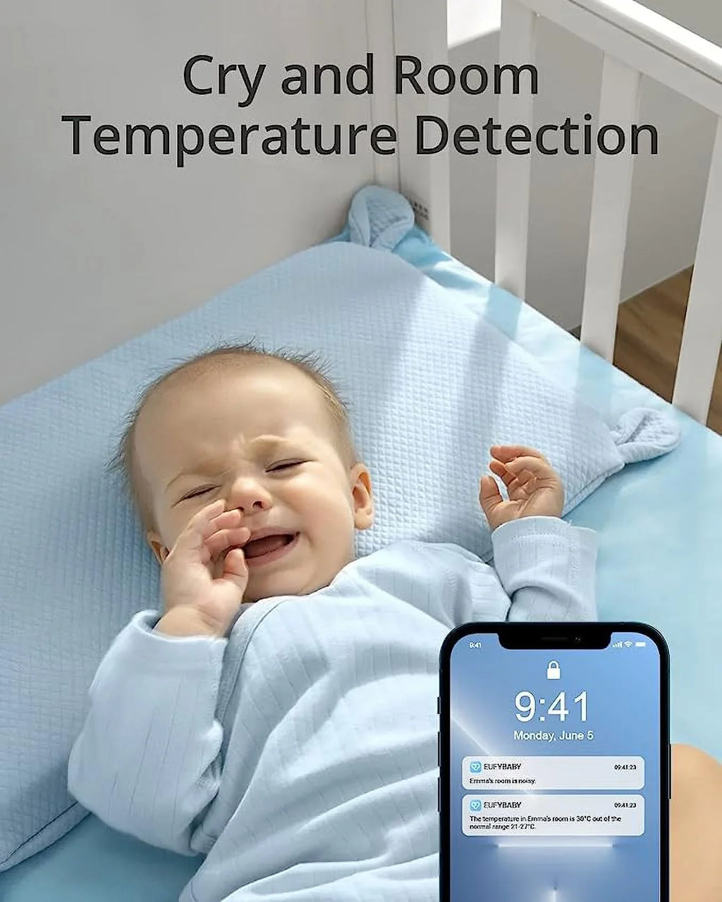 Open Box Eufy Security Wi-Fi Baby Monitor Security Camera 2K Pan Tilt T8360 - White