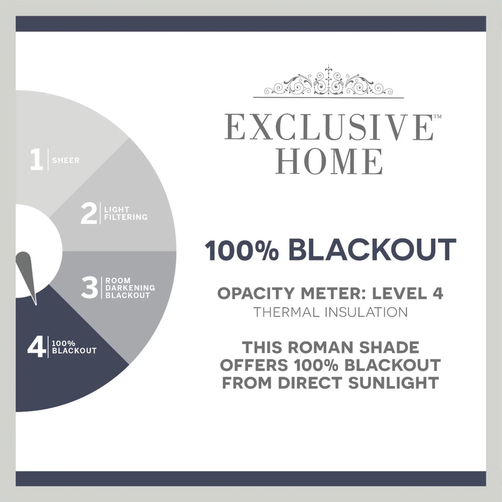 Exclusive Home Bolan Botanical Total Blackout Roman Shade, 27"x 64", White