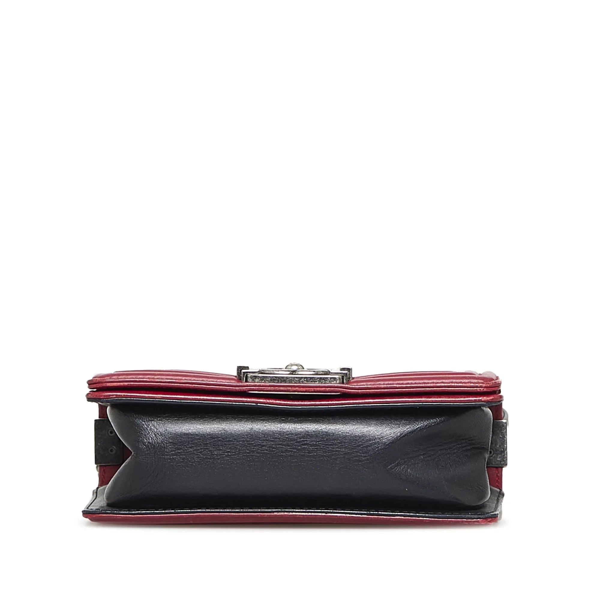 Pre-Owned Authenticated Chanel Small Bicolor Boy Calf Leather Black Shoulder Bag Unisex (Good)