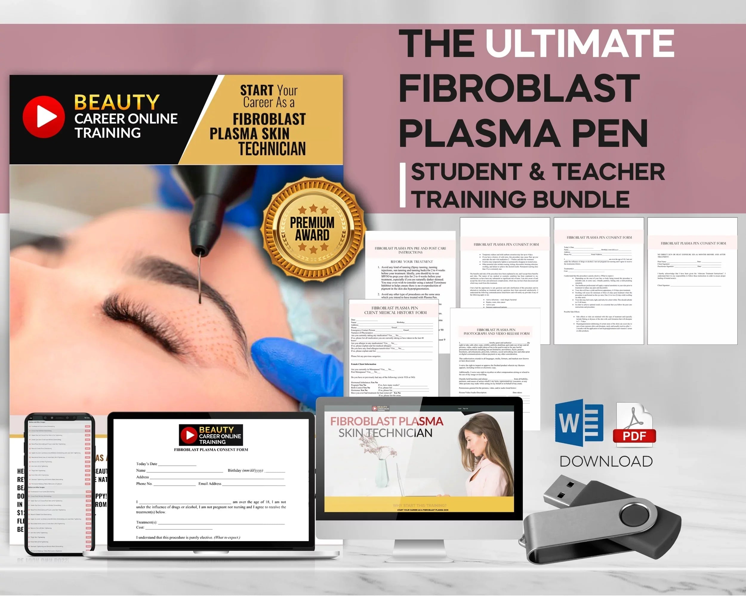 Beauty Career Academy: Small Pores, Large Pores, Face Pores, Fibroblast Training Manual, USB [Online Activation Code]