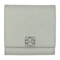 Pre-Owned LOEWE Loewe ANAGRAM COMPACT FLAP WALLET Anagram compact flap wallet folio C821L57X01 leather light green model silver metal fittings L-shaped fastener (Good)