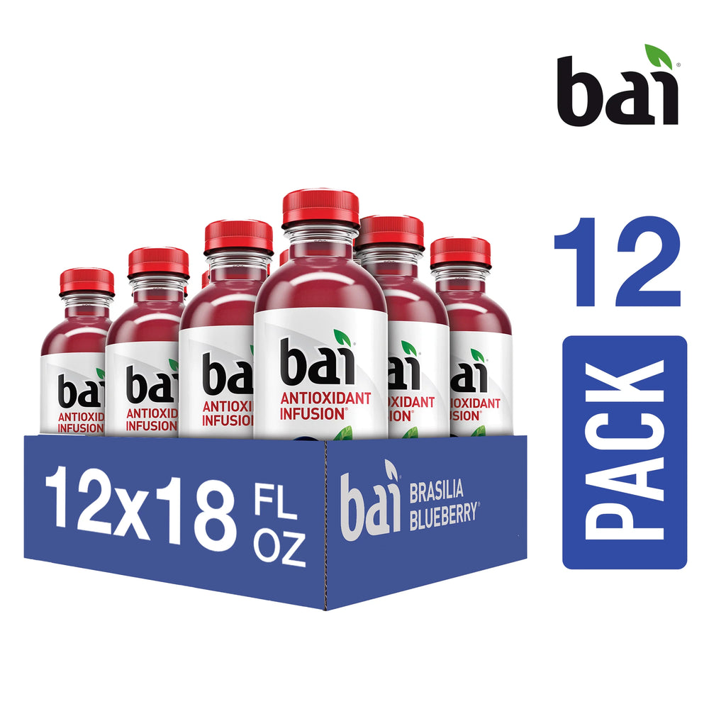 Bai Gluten-Free, Brasilia Blueberry, Antioxidant Infpre-owned Drink, 18 Fl Oz, 12 Pack Bottles