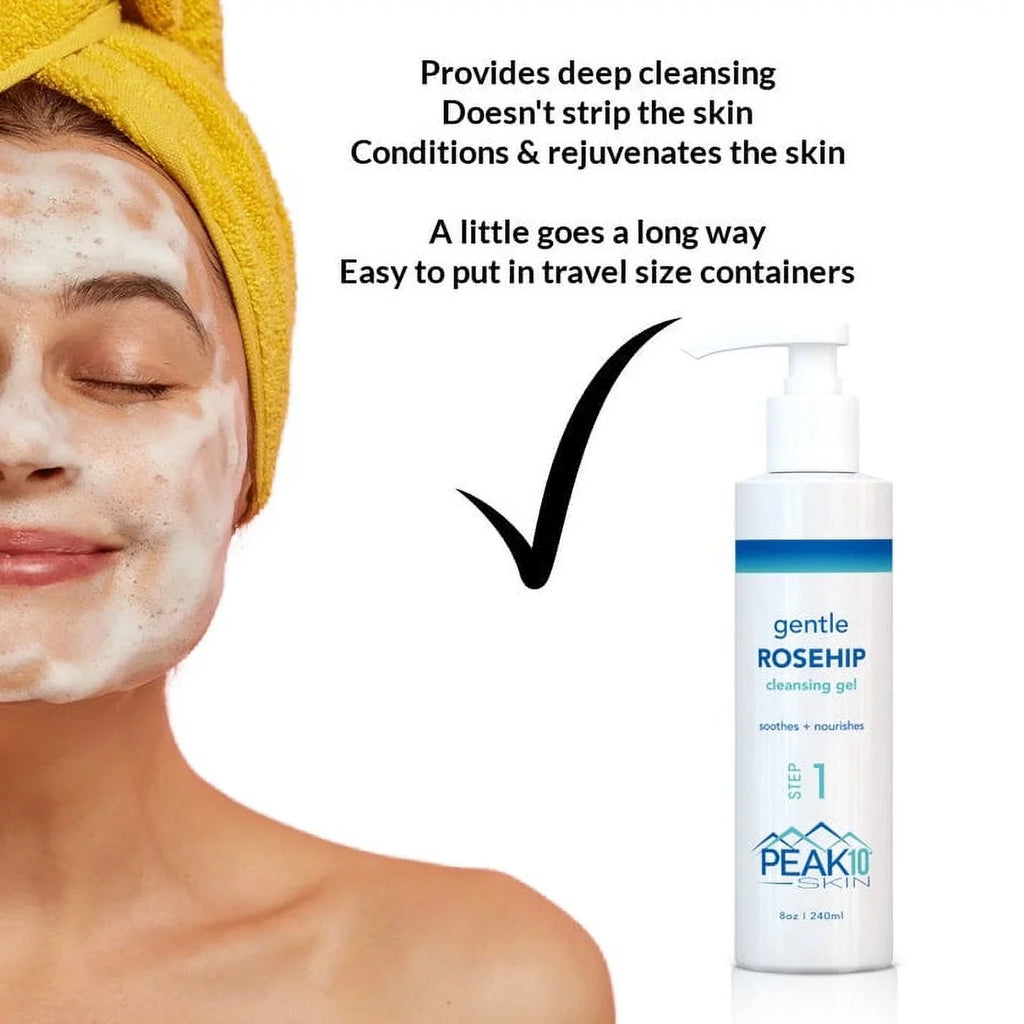 PEAK 10 SKIN gentle ROSEHIP cleansing gel 8oz
