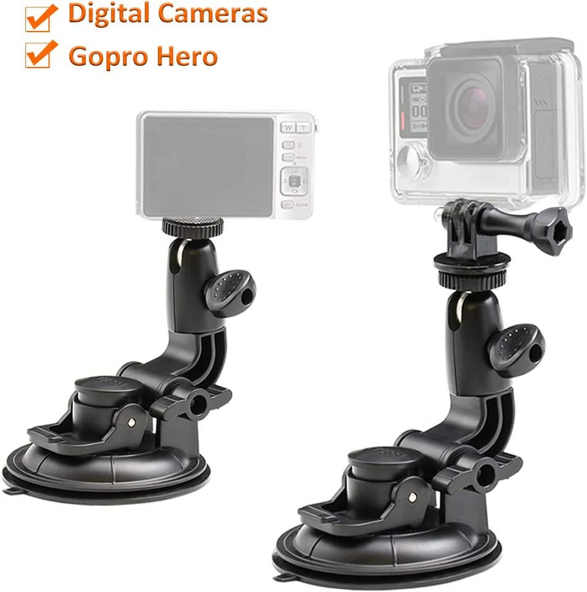 Heavy Duty Camera Car Windshield Mount with 1/4-20 Adapter for GoPro Hero Series and All Cameras