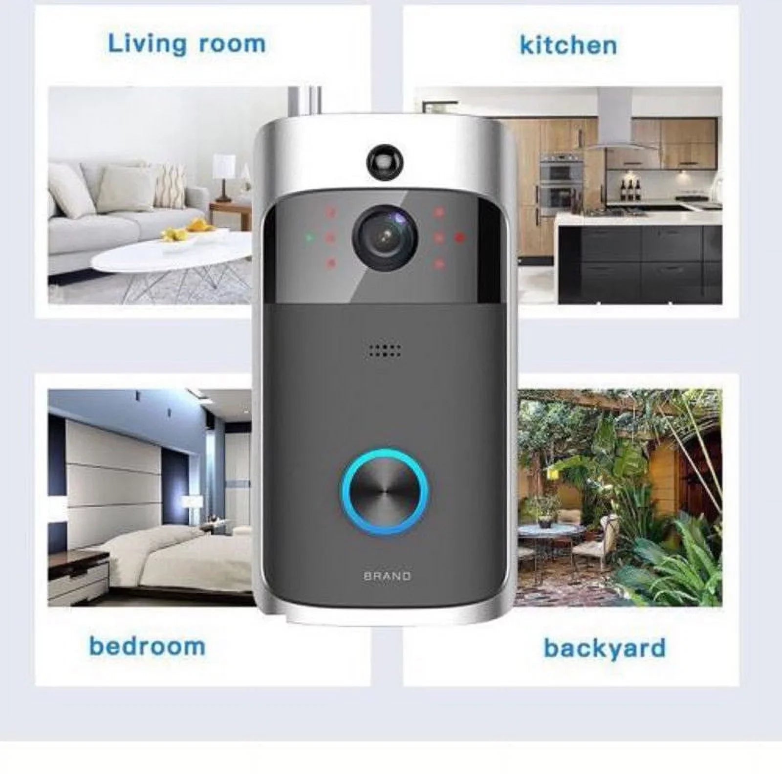 Smart Video Wireless WiFi Doorbell IR Visual Camera Record Security System Bell-Black